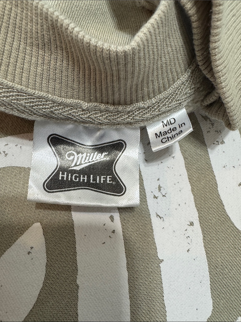 Miller High Life Men's Crewneck Sweatshirt - Taupe Size Medium Graphic - Picture 6 of 14